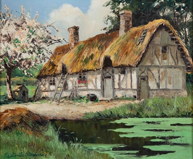 Paulémile Pissarro - Maison normande au pommier en fleurs
